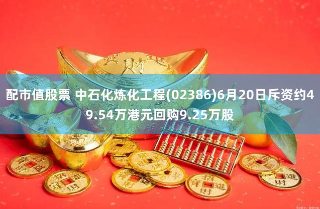 配市值股票 中石化炼化工程(02386)6月20日斥资约49.54万港元回购9.25万股